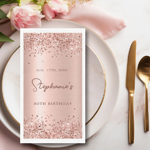 Serviette En Papier Rose Gold Parties scintillant Pile 80e anniversair