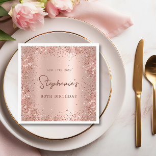 Serviette En Papier Rose Gold Parties scintillant Pile 80e anniversair