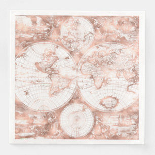 Serviette En Papier Rose Gold Pink MetParties scintillant Carte du mon