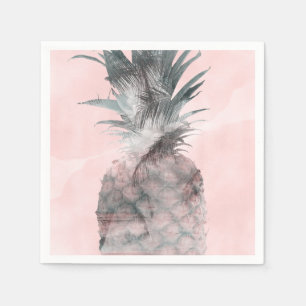 Serviette En Papier Rose Gold Rose Tropical été Fête d'Ananas