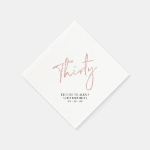 Serviette En Papier Rose Gold Trente Anniversaire Moderne Adulte 30 an