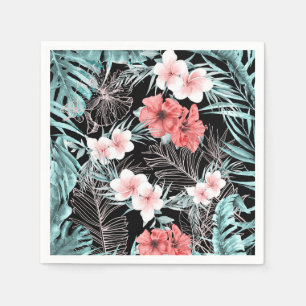 Serviette En Papier Rose Gold Tropical Elégant Botanique Île Luau