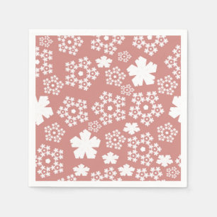 Serviette En Papier Rose Gold & White Star & Snowflake Motif
