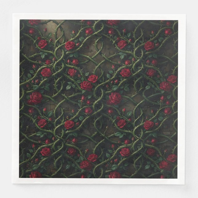 Serviette En Papier Rose gothique rouge (Devant)