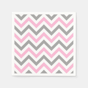 Serviette En Papier Rose, Gris Dk What Grand Motif Chevron ZigZag