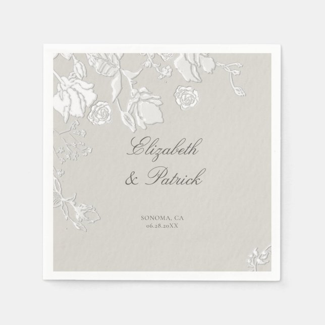 Serviette En Papier Rose Ivory Sonnet Formel Classique Éthéré Mariage (Devant)