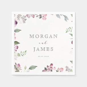 Serviette En Papier Rose jardin élégant monogramme mariage papier