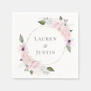 Serviette En Papier Rose Jardin Floral Monogramme Papier Napkin