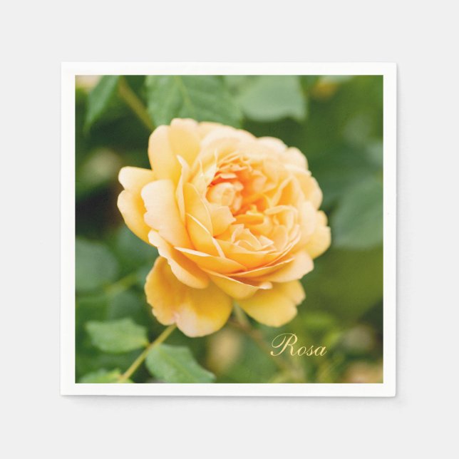 Serviette En Papier Rose jaune orange personnalisée (Devant)