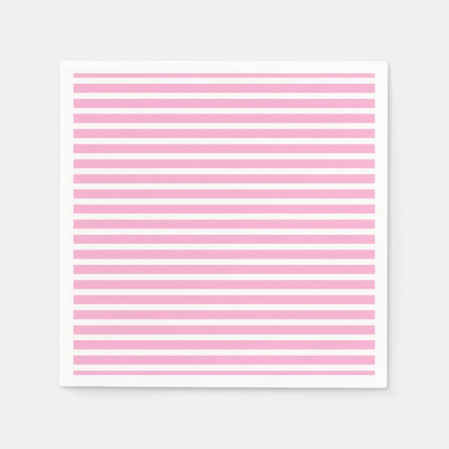 Serviette En Papier Rose Lavande Blanc Simple Rayé Horizontal (Devant)