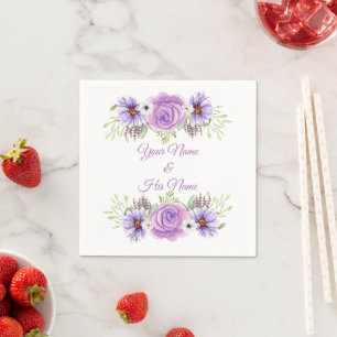 Serviette En Papier Rose Lavande Floral Thunder_Cove