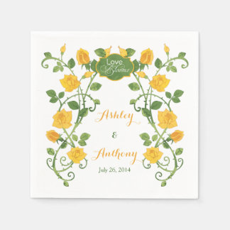 Serviette En Papier Rose Love Blooms Mariage personnalisé | Jaune