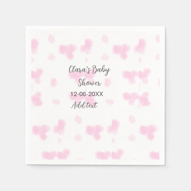 Serviette En Papier Rose mignon baby shower aquarelle moderne dat (Devant)