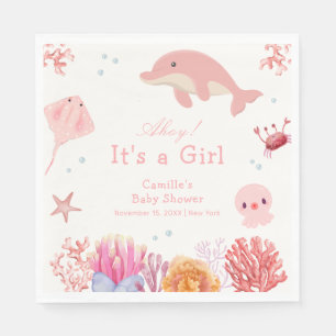 Serviette En Papier Rose mignonne sous le Baby shower Dolphin de mer f