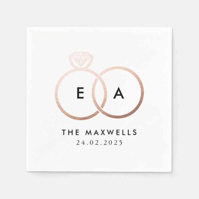 Serviette En Papier Rose moderne Gold Mariage Cercles Cocktail Napkin (Devant)