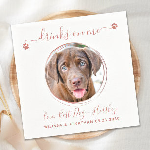 Serviette En Papier Rose moderne Gold Personnalisez Pet Photo Dog Mari
