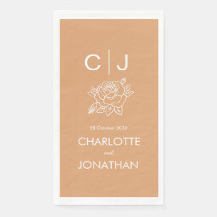 Serviette En Papier Rose Monogramme moderne simple Mariage de pêche