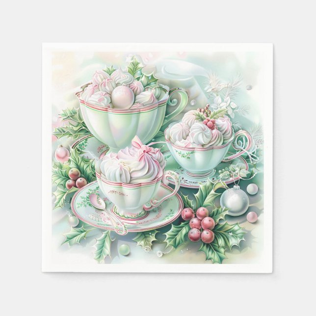 Serviette en papier - Rose Noël victorien (Devant)