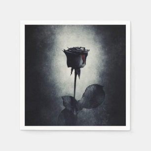 Serviette En Papier Rose noir gothique goutte de sang Macabre