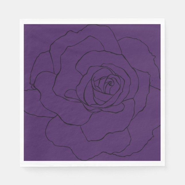 Serviette En Papier Rose noir sur violet (Devant)
