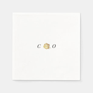 Serviette En Papier Rose or Faux noir et blanc minimaliste mariage