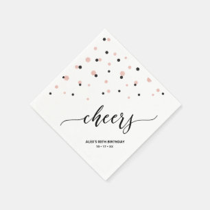 Serviette En Papier Rose or & Hexagon noir Confetti Cheers Anniversair
