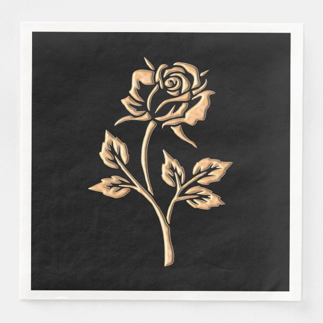 Serviette En Papier Rose or simple (Devant)