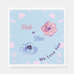 Serviette En Papier Rose ou Bleu Nous vous aimons Aquarelle Fleurs