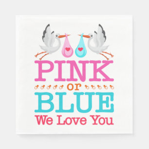 Serviette En Papier Rose ou Bleu Nous vous aimons Genre Révéler cigogn