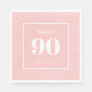 Serviette En Papier Rose Pâle Blanc Paillettes Stardust 90e Anniversai
