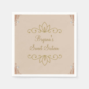 Serviette En Papier Rose Pâle & Or Élégant Chic Fête Sur Mesure