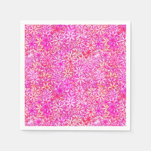 Serviette En Papier rose, pêche, orchidée et fleurs de corail (Devant)