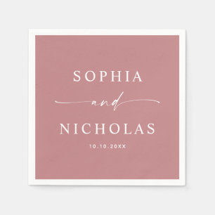 Serviette En Papier Rose Pink Romantique Minimaliste Écriture Mariage