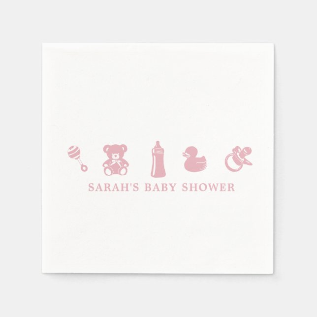 Serviette en papier rose pour Baby Shower (Devant)