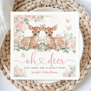 Serviette en papier rose pour Baby Shower Oh Deer