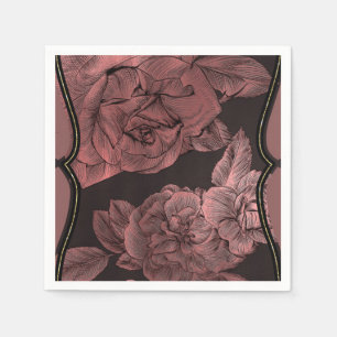 Serviette En Papier Rose Poussiéreuse Doré Rose Vintage Élégant Glam M