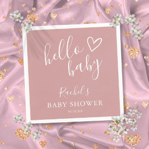 Serviette En Papier Rose Poussiéreuse Rose Mignon Cœur Fille Bonjour B