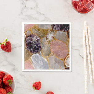 Serviette En Papier Rose Quartz, Amethyst Geode
