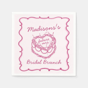 Serviette En Papier Rose Retro Heart Coquette Gâteau de Cerise aux Noc