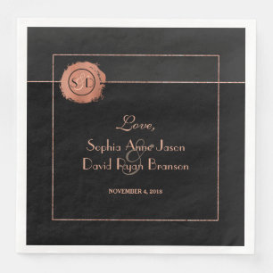 Serviette En Papier Rose romantique Parties scintillant or Monogramme