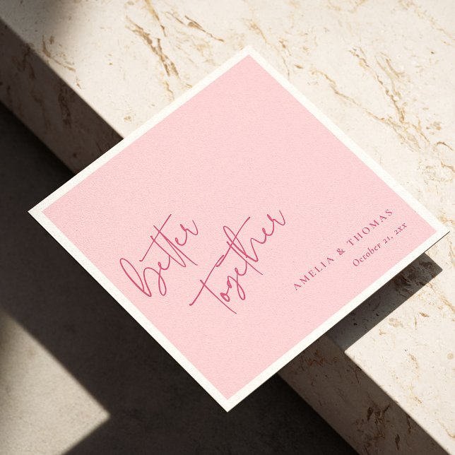 Serviette En Papier Rose romantique : Personnalisé mieux ensemble (Romantic Pink: Personalized Better Together Napkins)