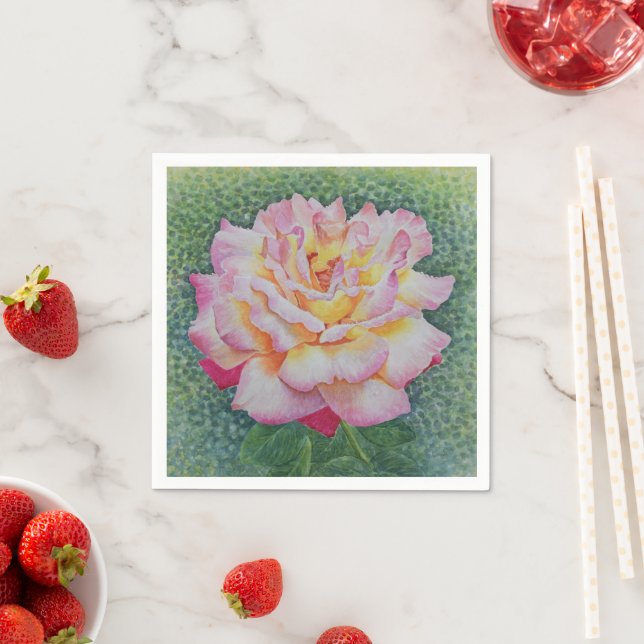 Serviette En Papier Rose rose au printemps (En situation)