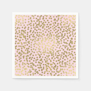 Serviette En Papier Rose rose blush et confettis à points dorés Élégan