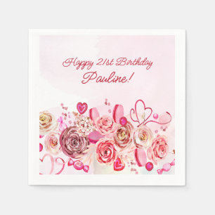 Serviette En Papier Rose Rose Coeur Tourbillonnant Saint Valentin 21e 