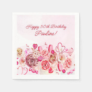 Serviette En Papier Rose Rose Coeur Tourbillonnant Saint Valentin 50e