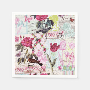 Serviette En Papier Rose rose de belle