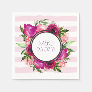 Serviette En Papier Rose rose et Mariage de bouquet de fleurs de pavot