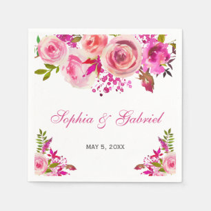 Serviette En Papier Rose rose Fuchsia Mariage botanique