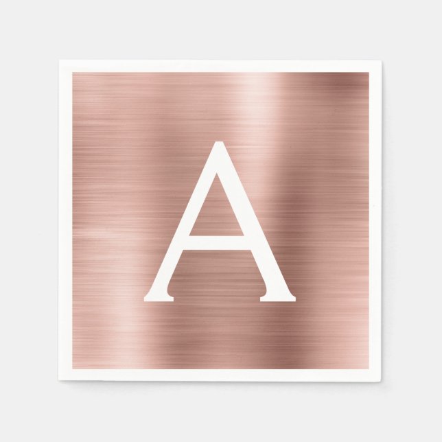 Serviette En Papier Rose Rose Gold Girl Phuile Monogramme Anniversaire (Devant)