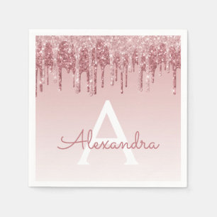 Serviette En Papier Rose Rose Gold Parties scintillant et étincelle Mo